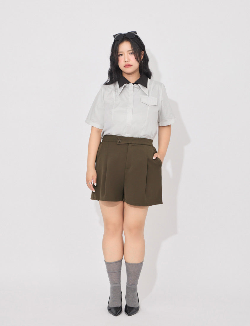 MORE U Asymmetric Wrinkle-Resistant Plus Size Shorts