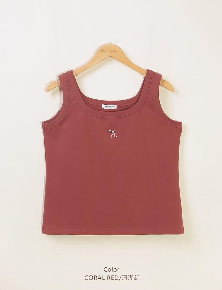 Crew Neck Bow Tie Embroidered Plus Size Cami