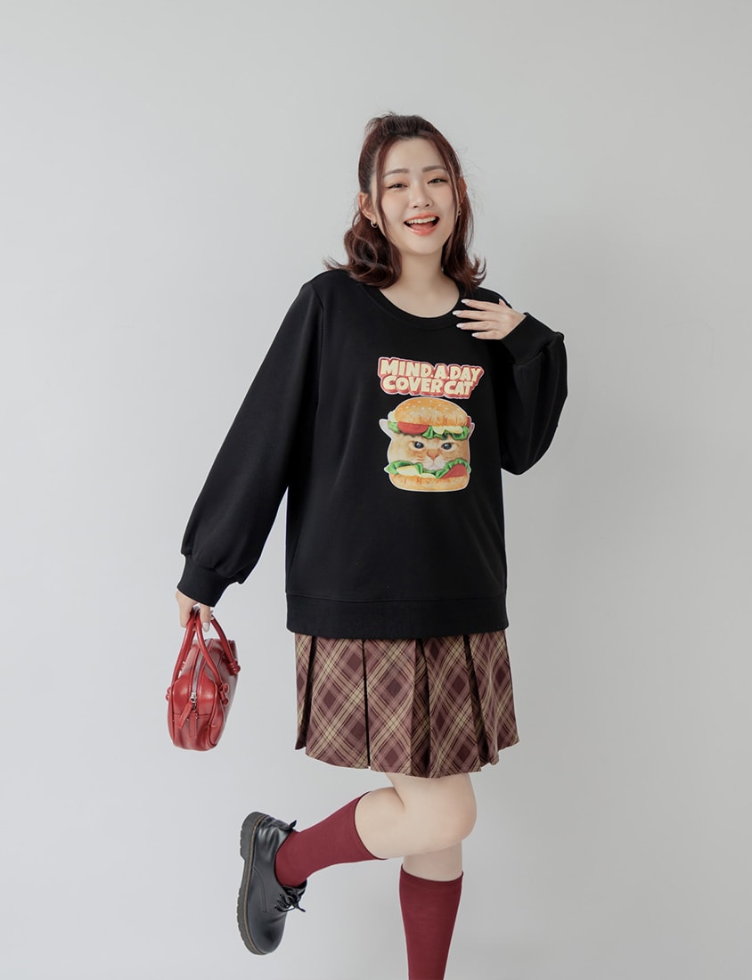 Preppy Pleated Plaid Plus Size Mini Skirt