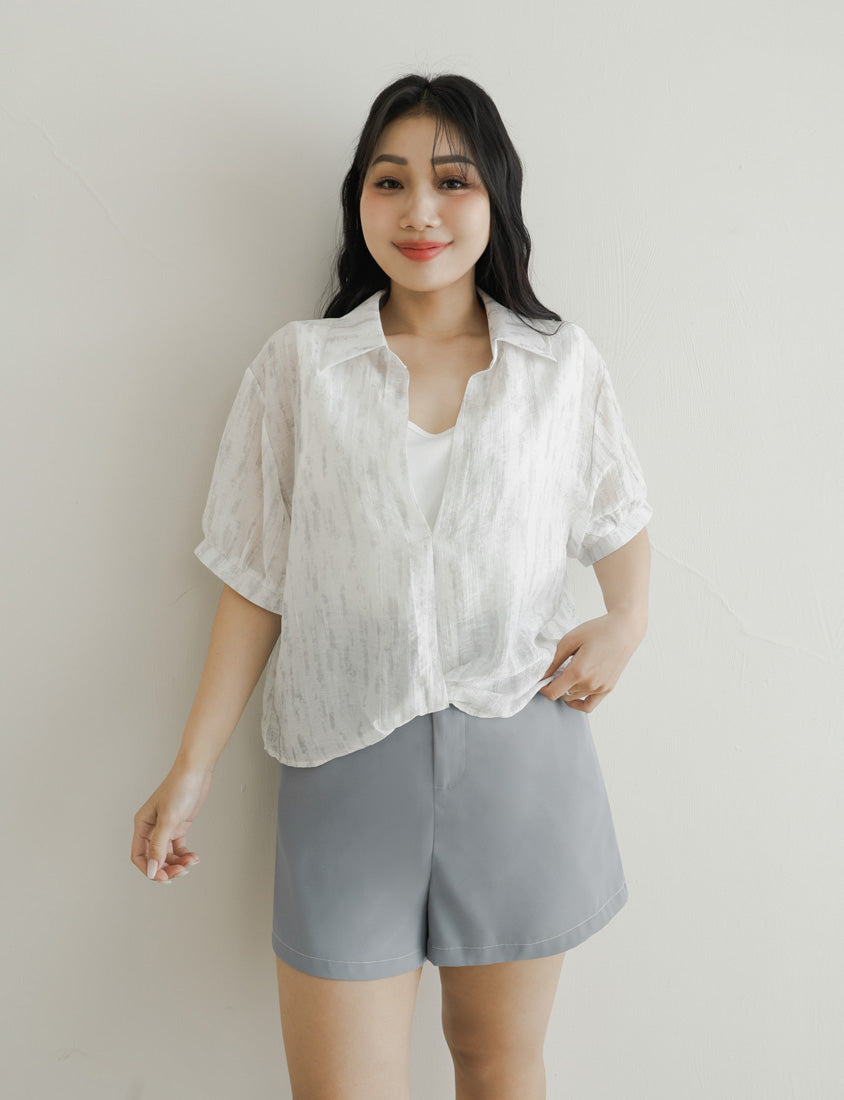 Two-Piece Tie-Dye Twisted Knot Plus Size Short Sleeve Top