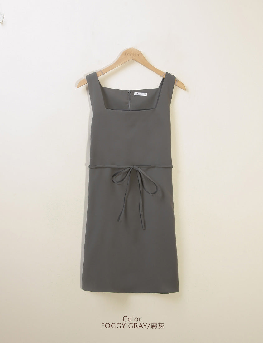 MISS. Structured Lightweight Square Neck Tailored Plus Size Mini Dress