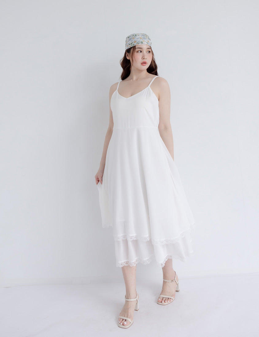 Elegant Layered Lace Tie Plus Size Dress