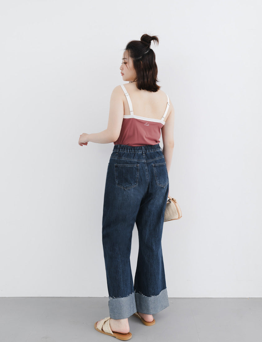 Bold Cuffed Plus Size Flare Jeans