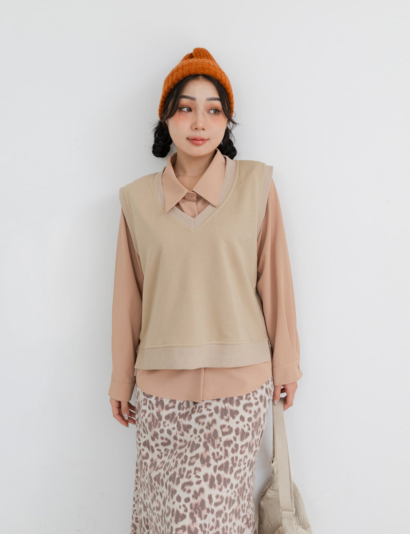 Sweet Versatile V-Neck Cotton Side Slit Plus Size Vest