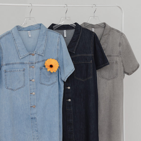 Versatile A-Line Denim Plus Size Shirt Dress