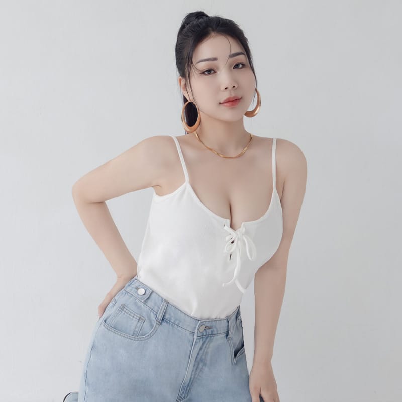 MUA! Ribbed Cross-Tie Adjustable Plus Size Cami Top