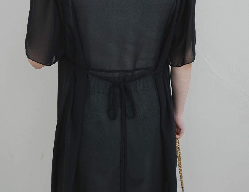 Sheer Vacation-Style Plus Size Long Cover-Ups (with Waist Tie)