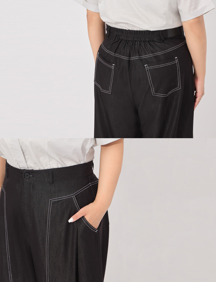 MORE U COOL PRO+ Silky Denim-Look Plus Size Wide Leg Pants