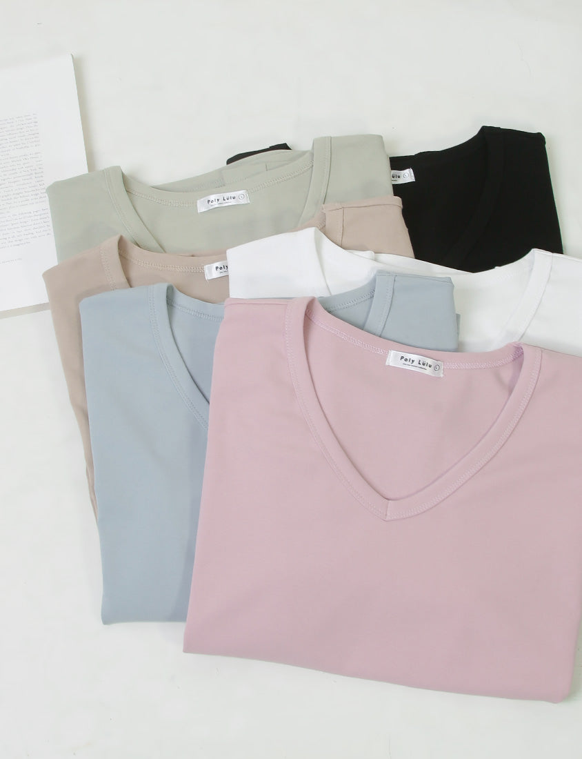V-Neck Multicolor Plus Size Comfy Slim Tee