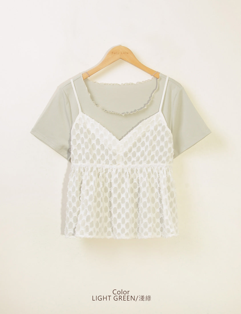 Two-Piece Japanese-Style Color-Block Plus Size Top Set