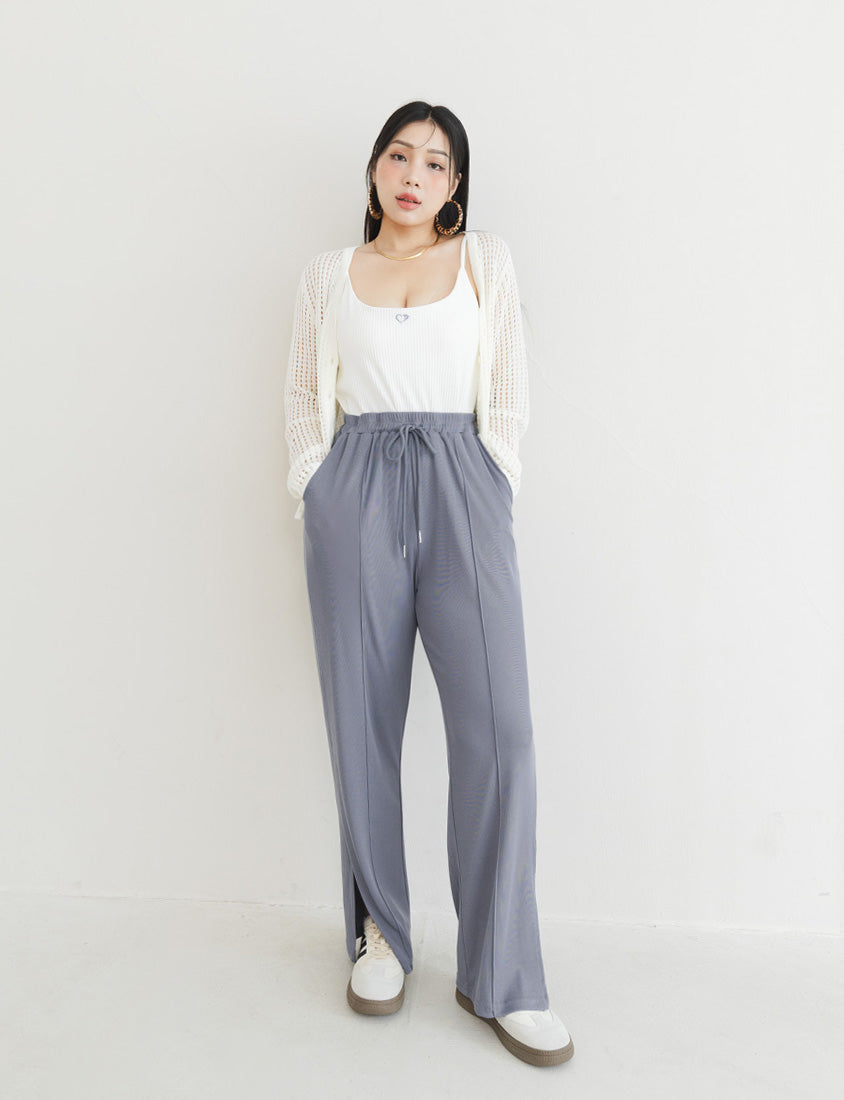 MUA! Ribbed Slimming Slit-Hem Plus Size Pants