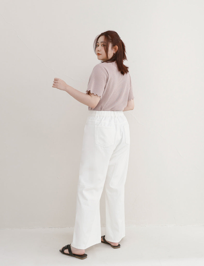 Everyday Versatile Twill Plus Size Straight-Leg Wide Pants