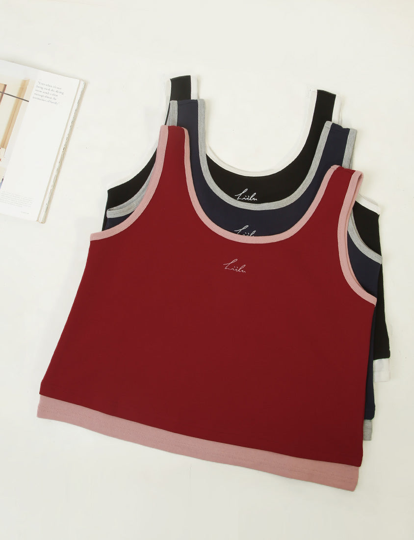 MUA! Sporty U-Neck Racerback Embroidery Plus Size Tank