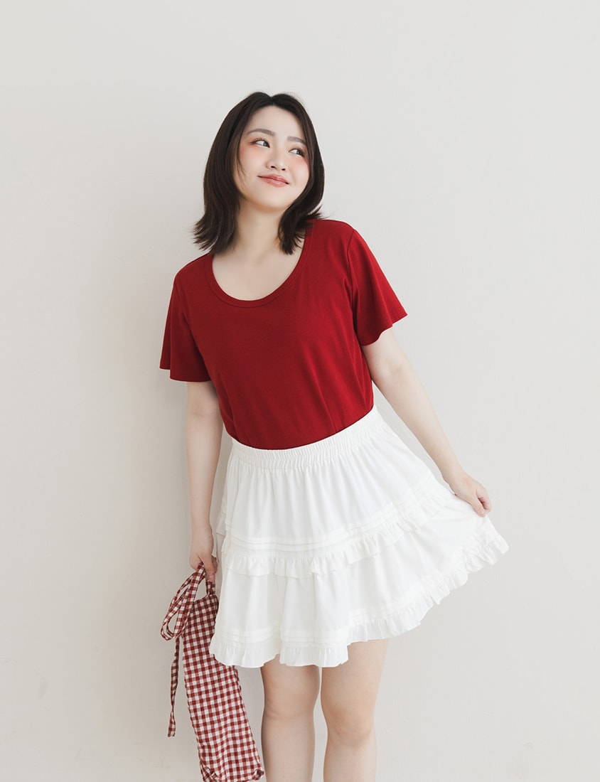 U-Neck Multicolor Plus Size Comfy Slim Tee