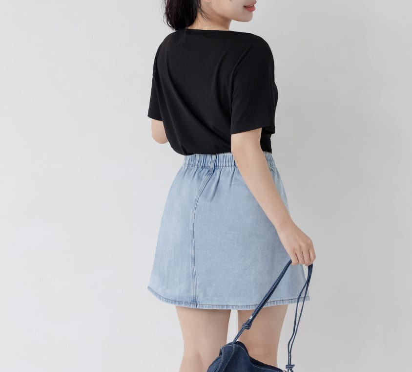 Multi-Color Ribbed Square Neck Faux Button Plus Size Top