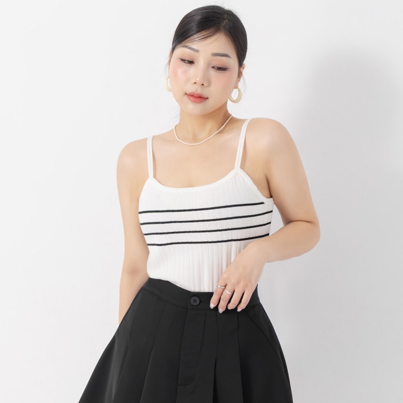 MISS. Contrast Stripe Ice Silk Knit Plus Size Tank Top