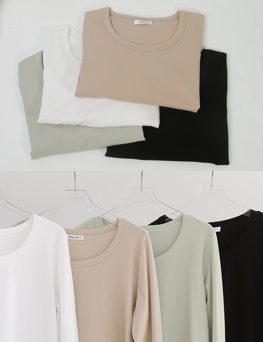 U-Neck Slim Fit Plus Size Long Sleeve Tee