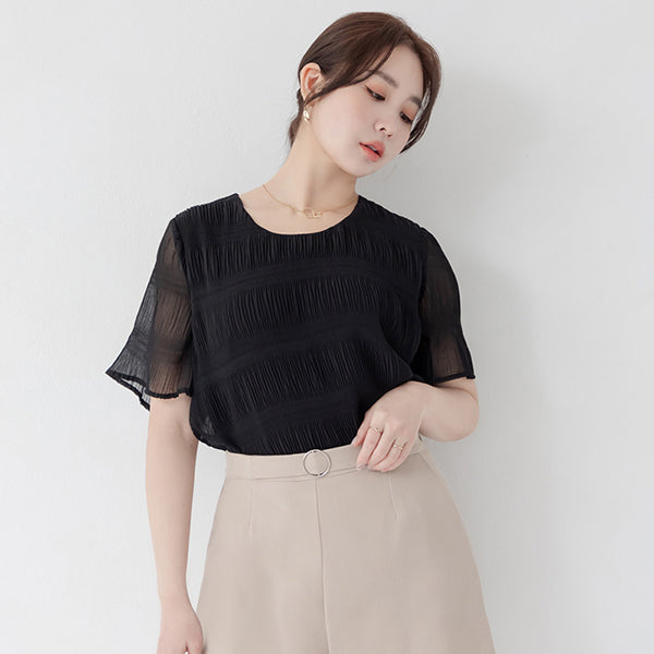 MISS. Korean Style Crinkled Plus Size Chiffon Top