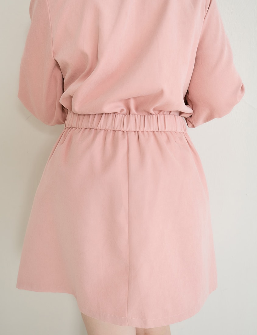 Asymmetrical Pleated Elastic Back Waist Twill Plus Size Mini Skirt