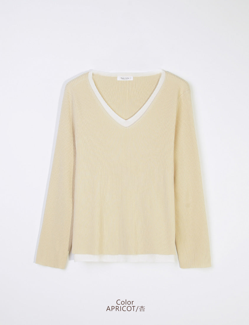 MISS. Faux Two Piece Ribbed Knit Plus Size Long Sleeve Top