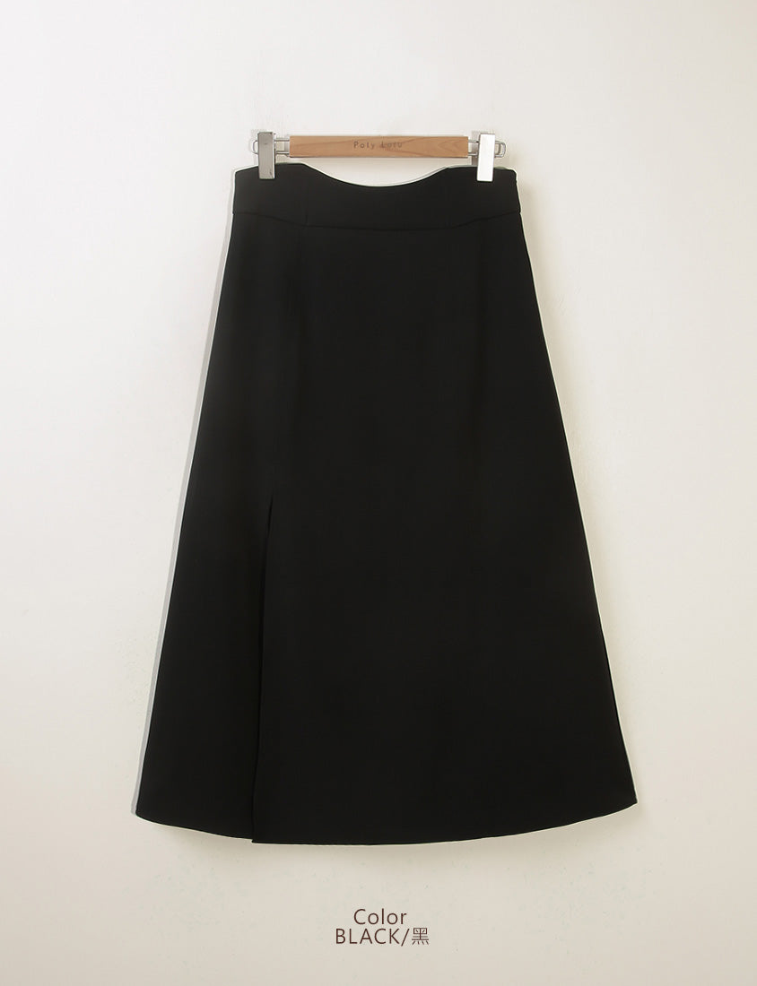 MISS.Ultra Waist-Sculpting Boned Back Elastic Front Slit Plus Size Maxi Skirt