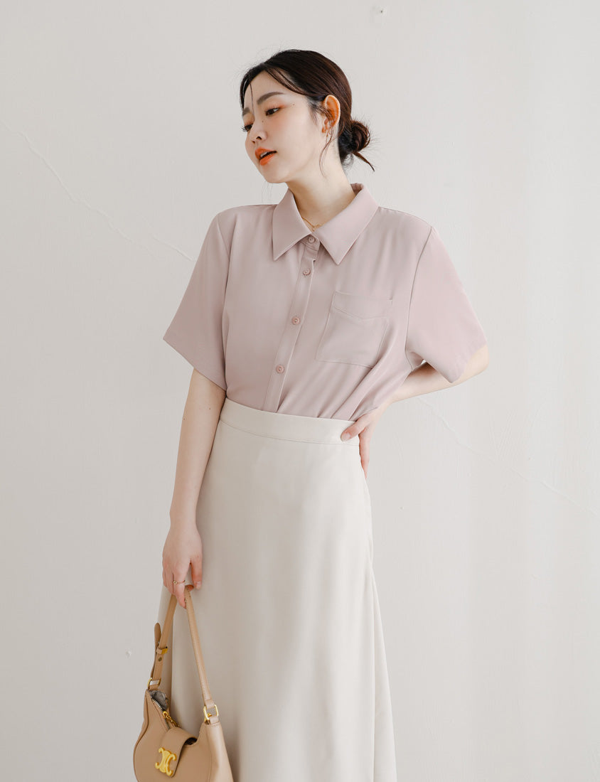 MISS. Silky Cool Morandi Colors Plus Size Shirt