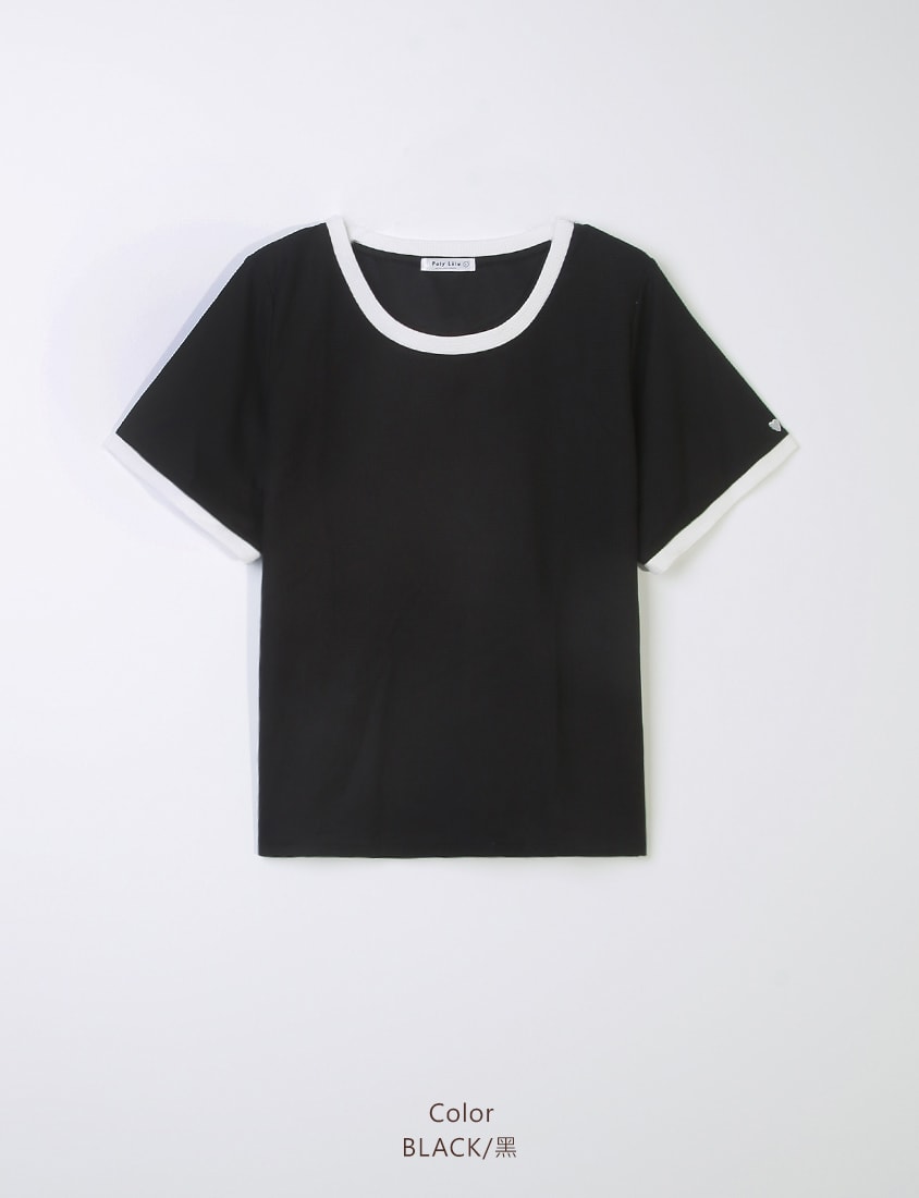 Colorblock Waffle Heart Embroidery Plus Size Top