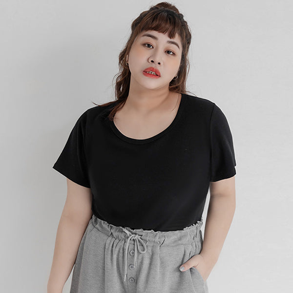 U-Neck Multicolor Plus Size Comfy Slim Tee