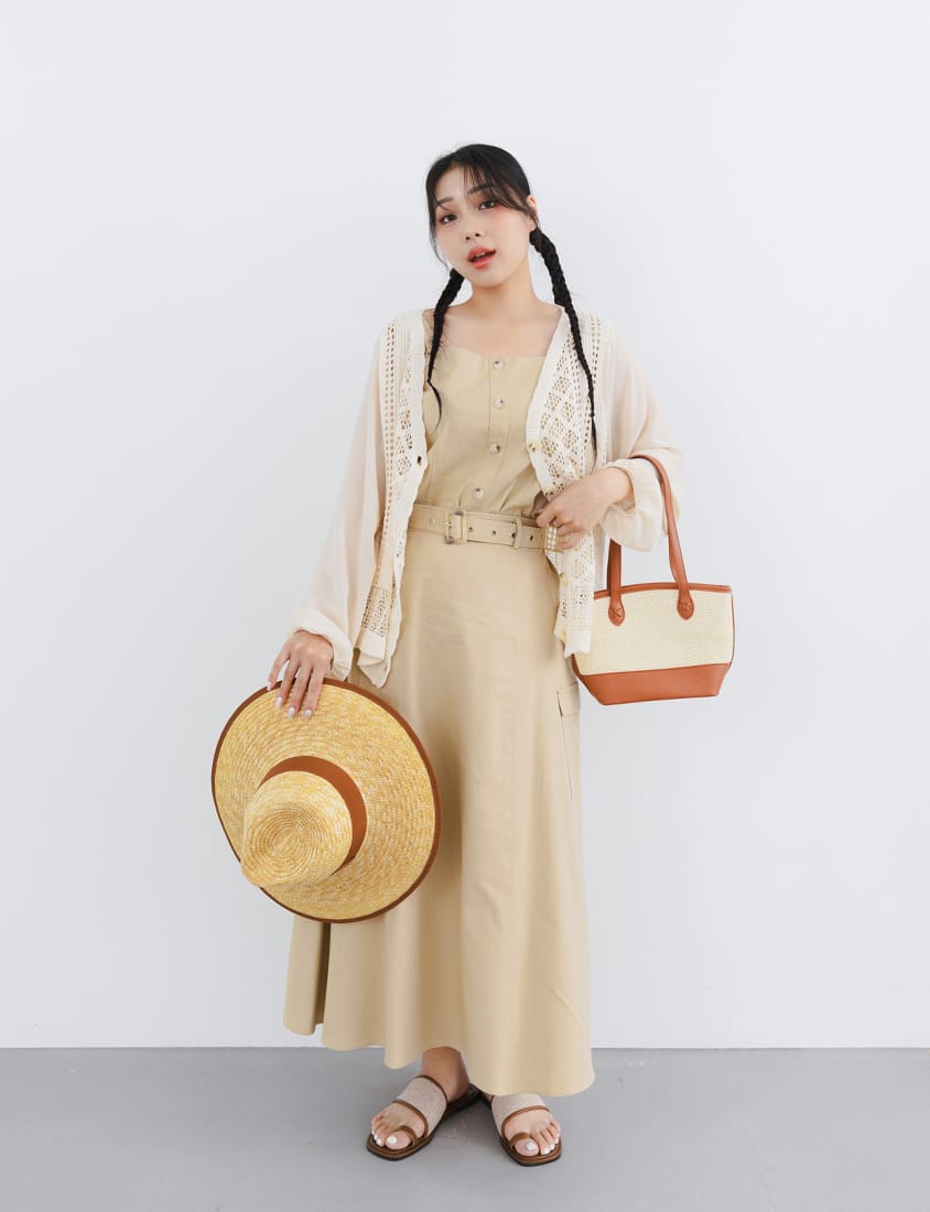 Cotton Linen Faux Button Slimming Panel Plus Size Camisole