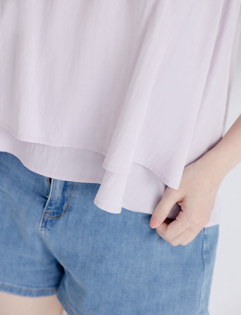 Summer Crinkled Double Layer Flounce Plus Size Top
