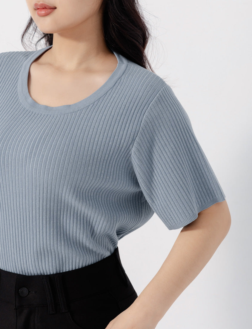 Cooling Lyocell Knit Plus Size Short Sleeve Top