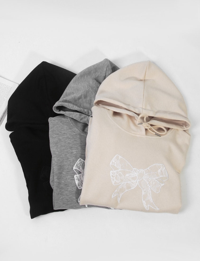 Lace Bow Cloud Cotton Plus Size Hoodie