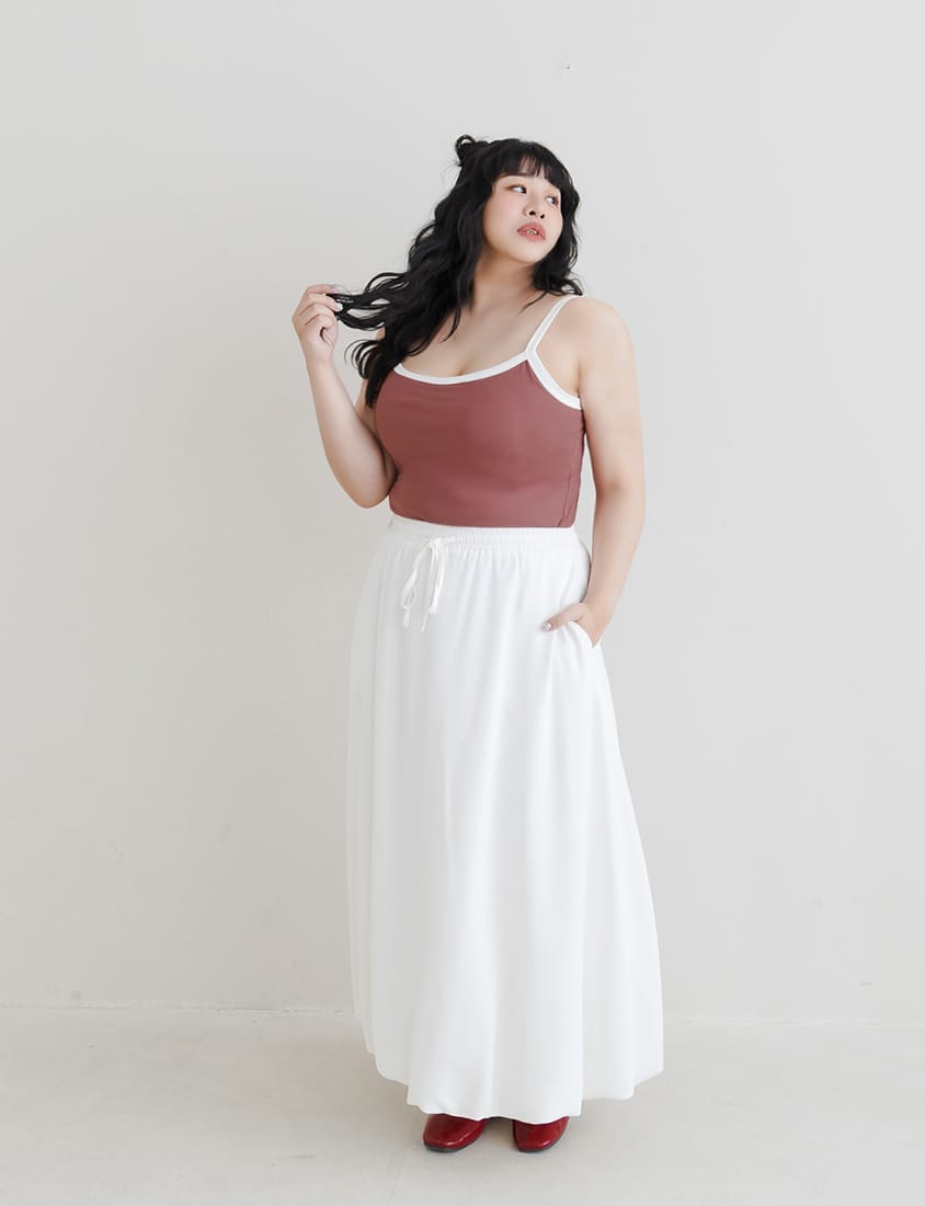 Sweet Cloud Cotton Drawstring Plus Size Maxi Skirt
