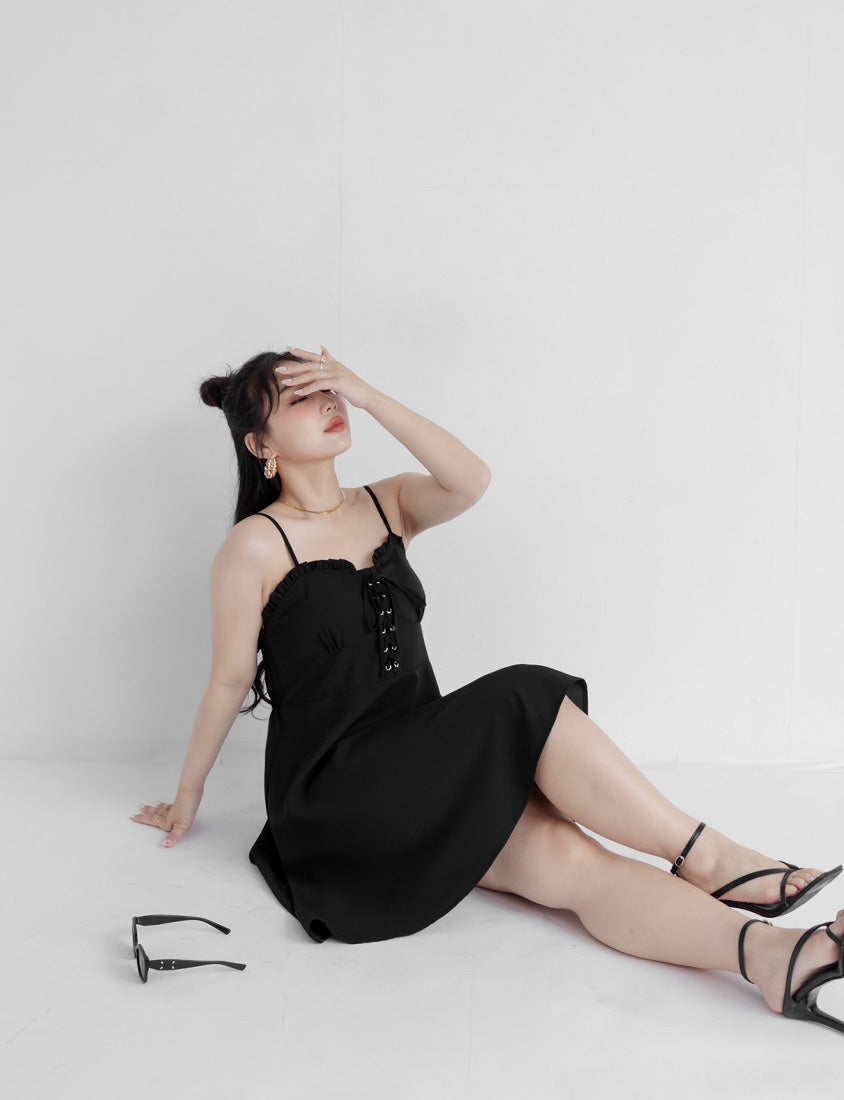 MUA! Ruffle Corset Adjustable Plus Size Mini Dress