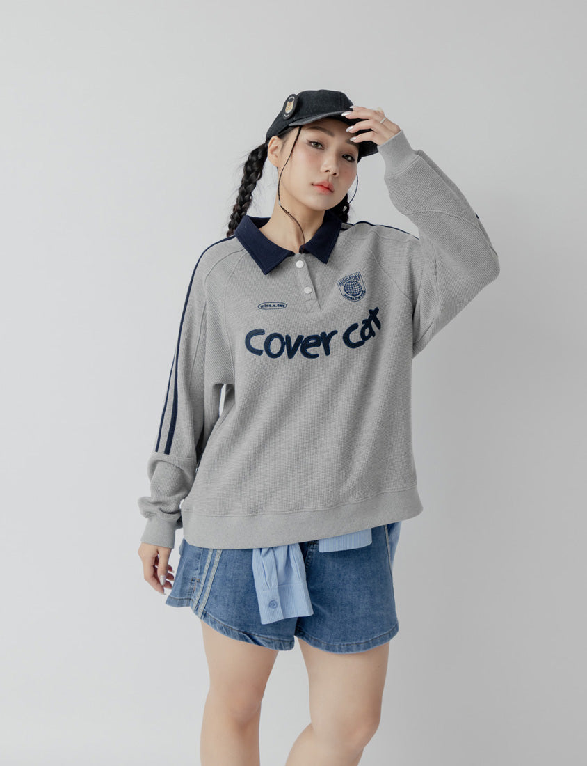 Varsity Contrast Plus Size Denim Shorts