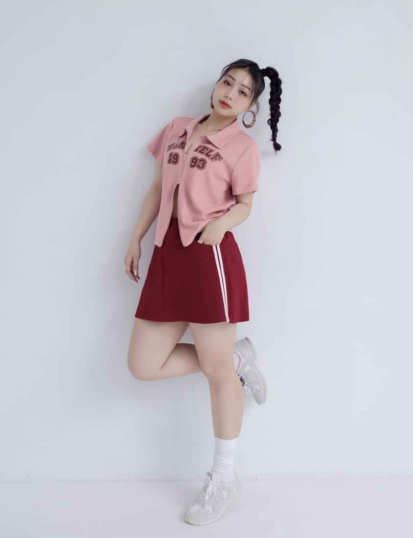 MUA! Space Cotton Back Elastic Plus Size Mini Skirt (With Pants)