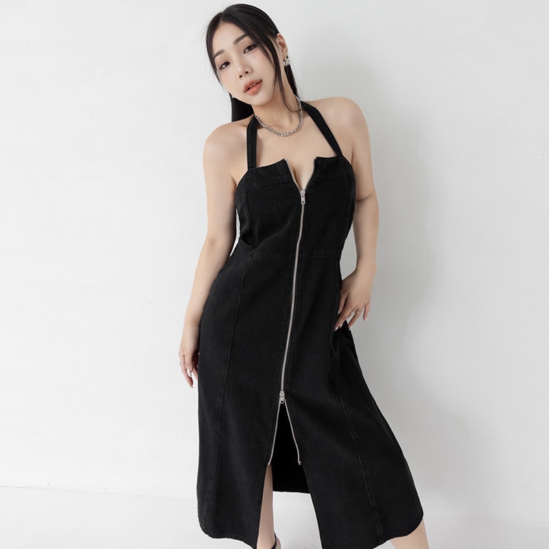 MUA! Sexy Denim Zipper Plus Size Cami Dress