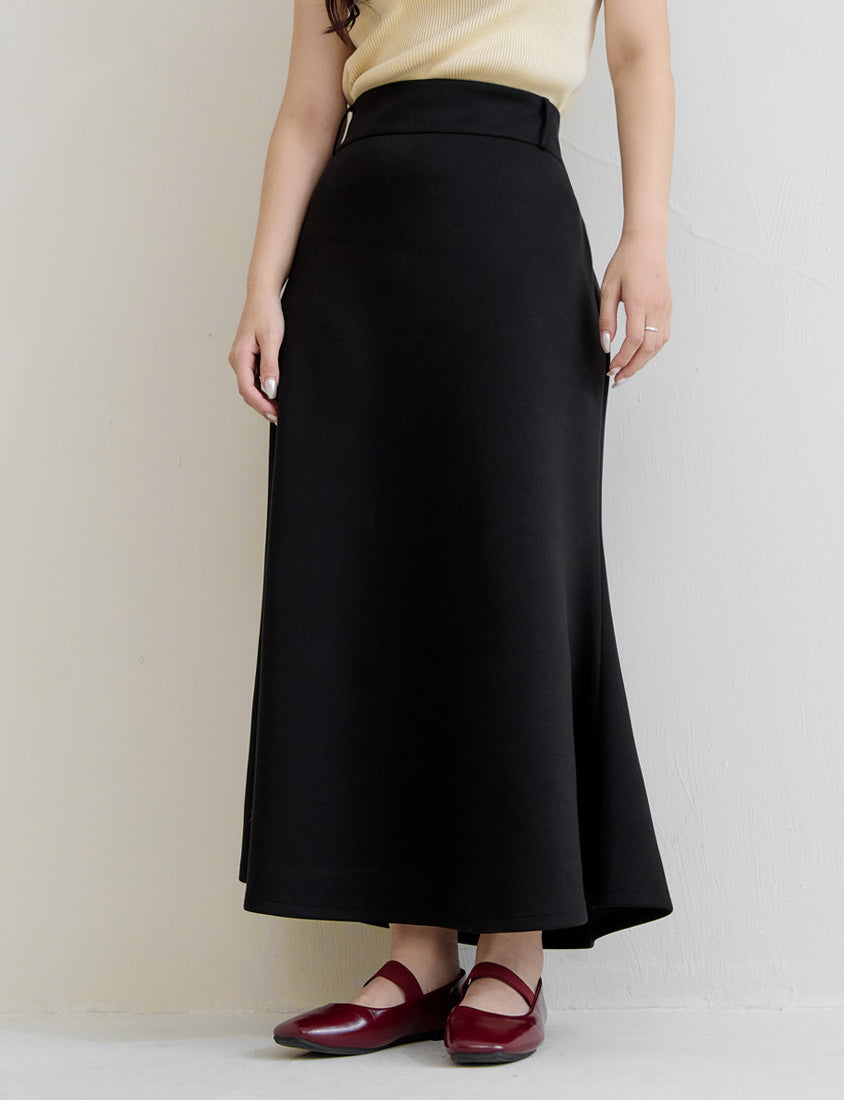 Cloud Cotton Elastic Back Waist Plus Size Mermaid Maxi Skirt