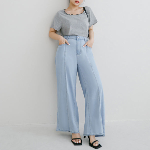 Pear-Shaped Friendly! Seamed Plus Size Wide Leg Jeans