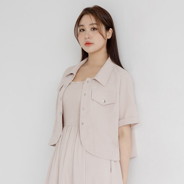 Curved Hem Stitched Plus Size Cuffed Shirt
