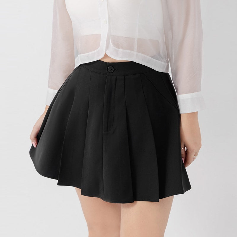 MISS. Standard Perfect Fit Tailored High Waist Pleated Plus Size Skirt