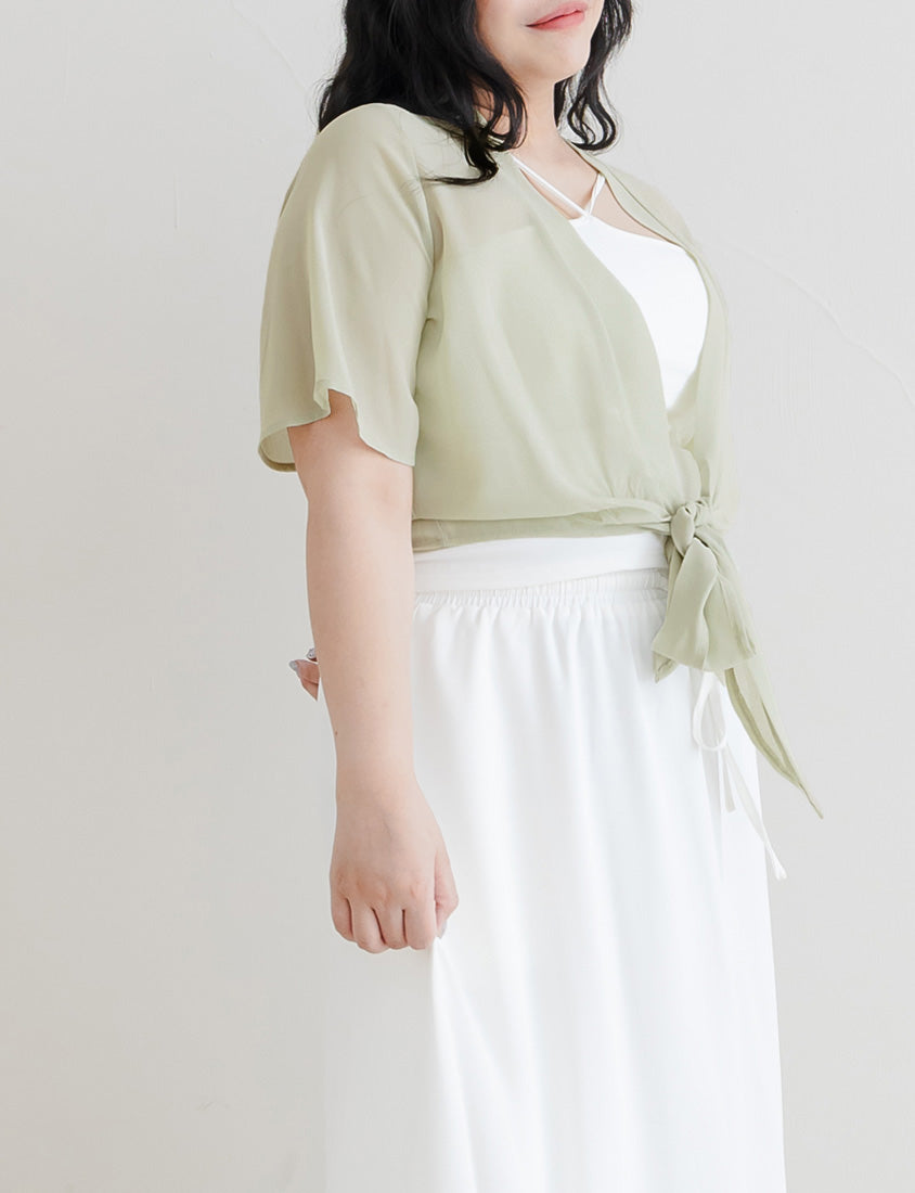 Summer Multicolor Sheer Tie-Front Plus Size Cover-Up