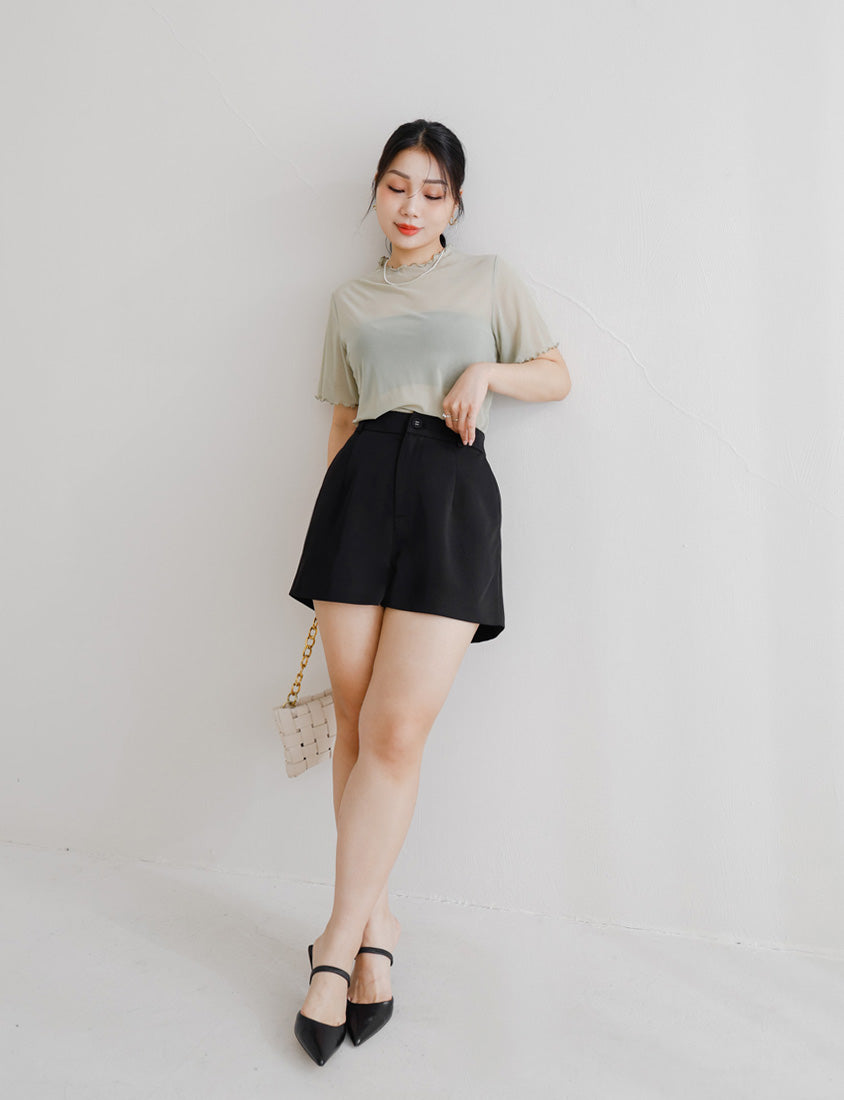 MISS. Elegant Back Elastic Waist Plus Size Tailored Shorts