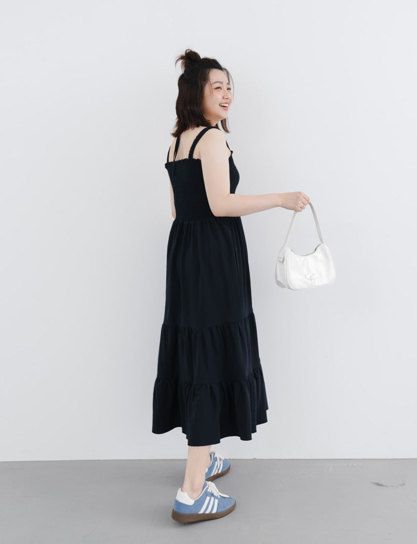 Ruffle Trim Smocked Tiered Plus Size Maxi Dress