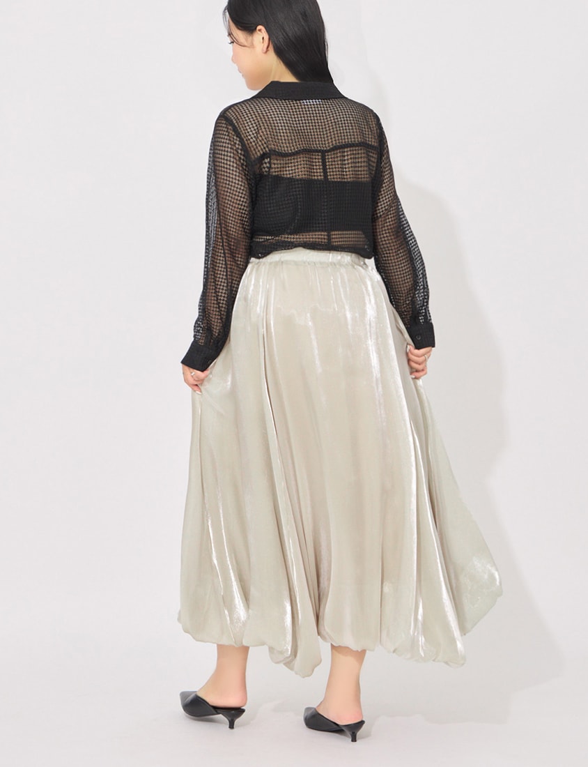 MORE U Airy Glossy Plus Size Bubble Skirt