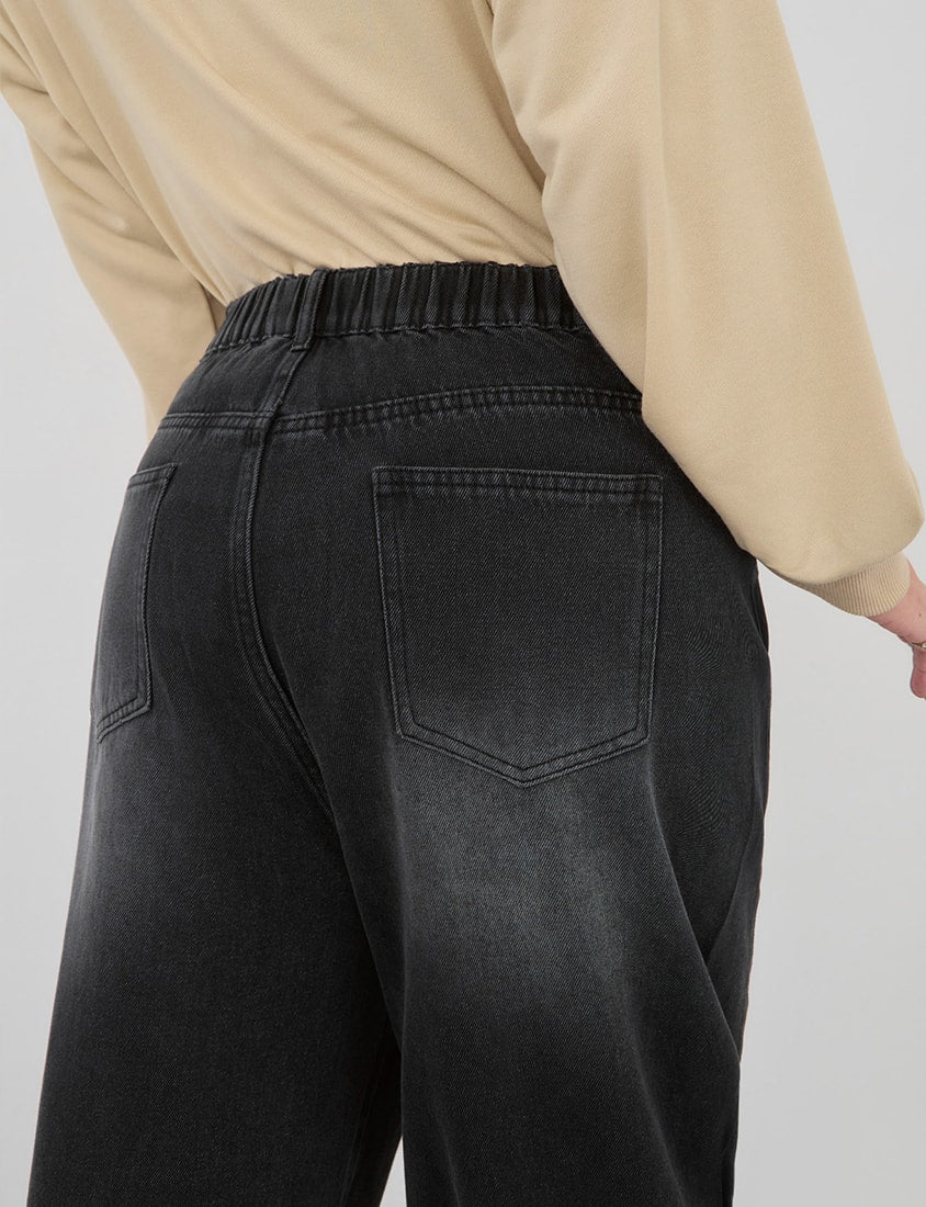 Gradient Wash Elastic Back Waist Plus Size Tapered Jeans