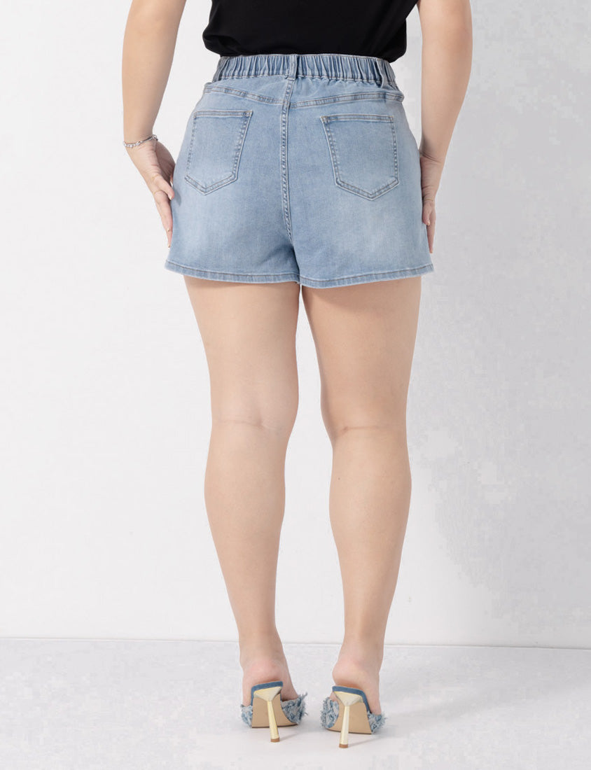 MUA! Asymmetrical Waistband Plus Size Denim Shorts