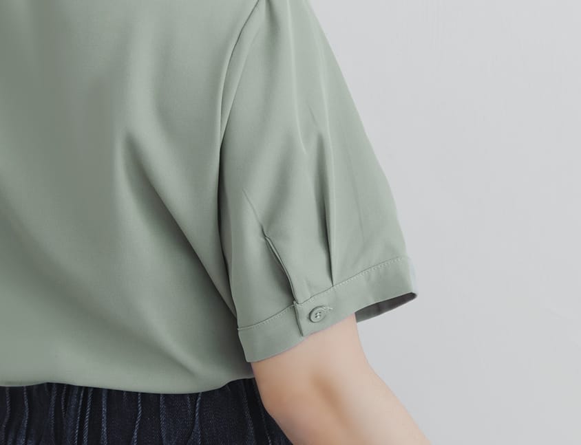Color-Block Embroidered Pocket Plus-Size Short Sleeve Shirt