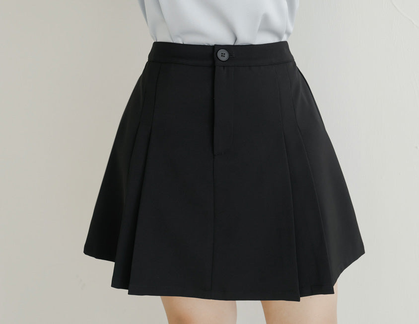 MISS. Wrinkle-Resistant Pleated Suit Plus Size Tailored Mini Skirt (With Shorts)