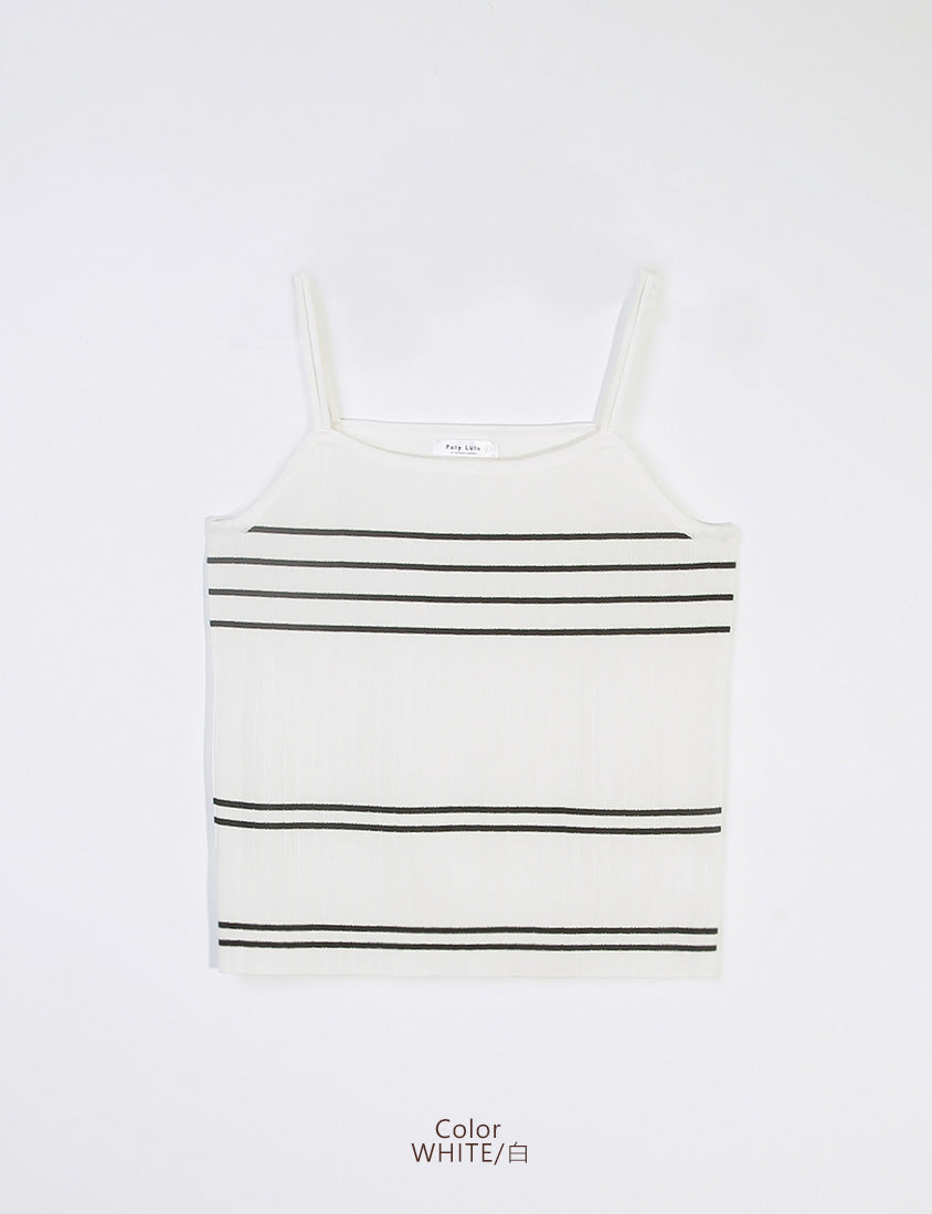 MISS. Contrast Stripe Ice Silk Knit Plus Size Tank Top